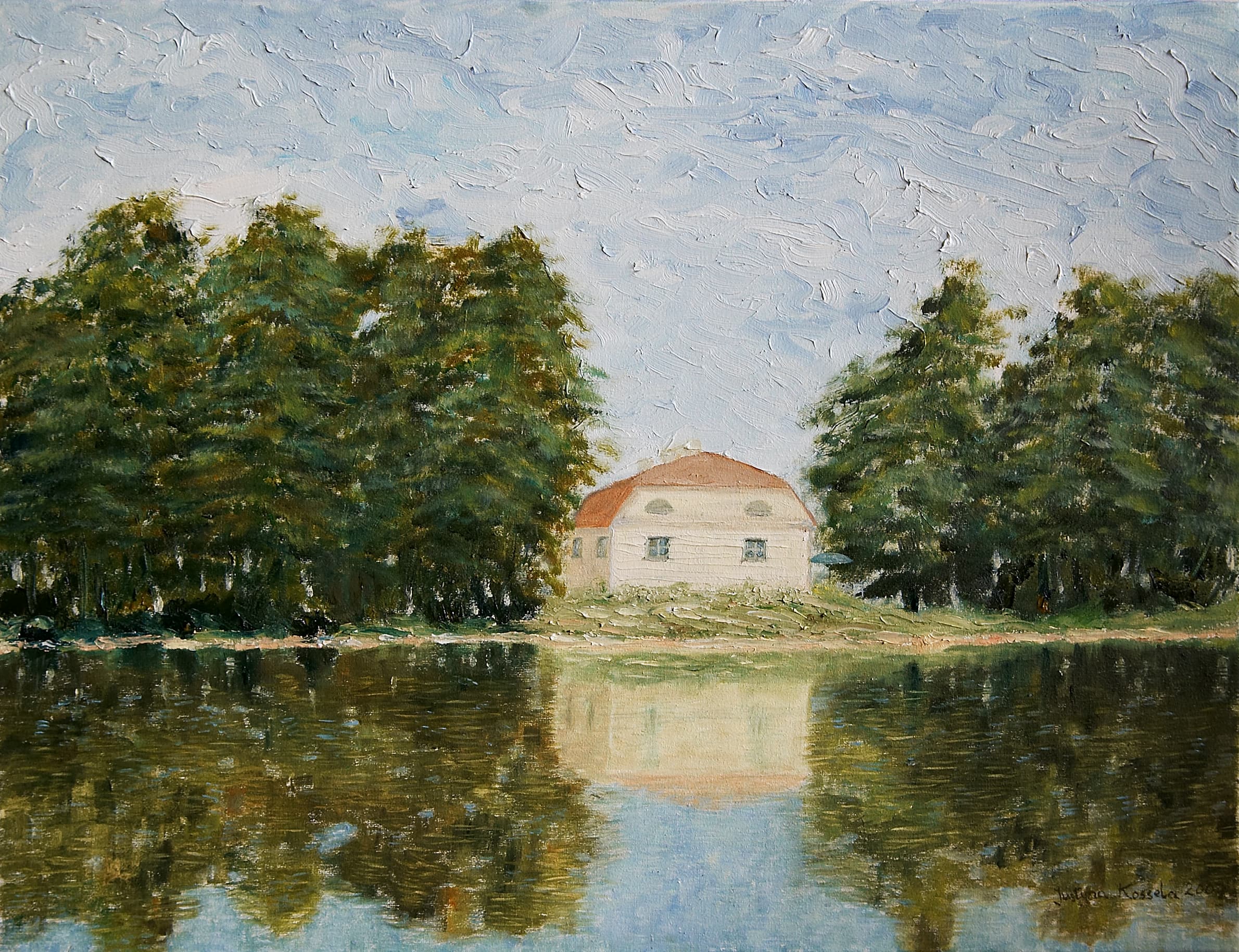 Nad jeziorem|olej na płótnie, 50x65cm